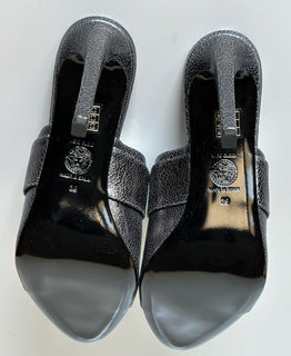 Versace Virtus Leather Black Sandals Shoes 9 US (39 Euro) Spain 1011901 NIB $990