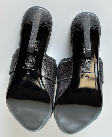 Versace Virtus Leather Black Sandals Shoes 9 US (39 Euro) Spain 1011901 NIB $990