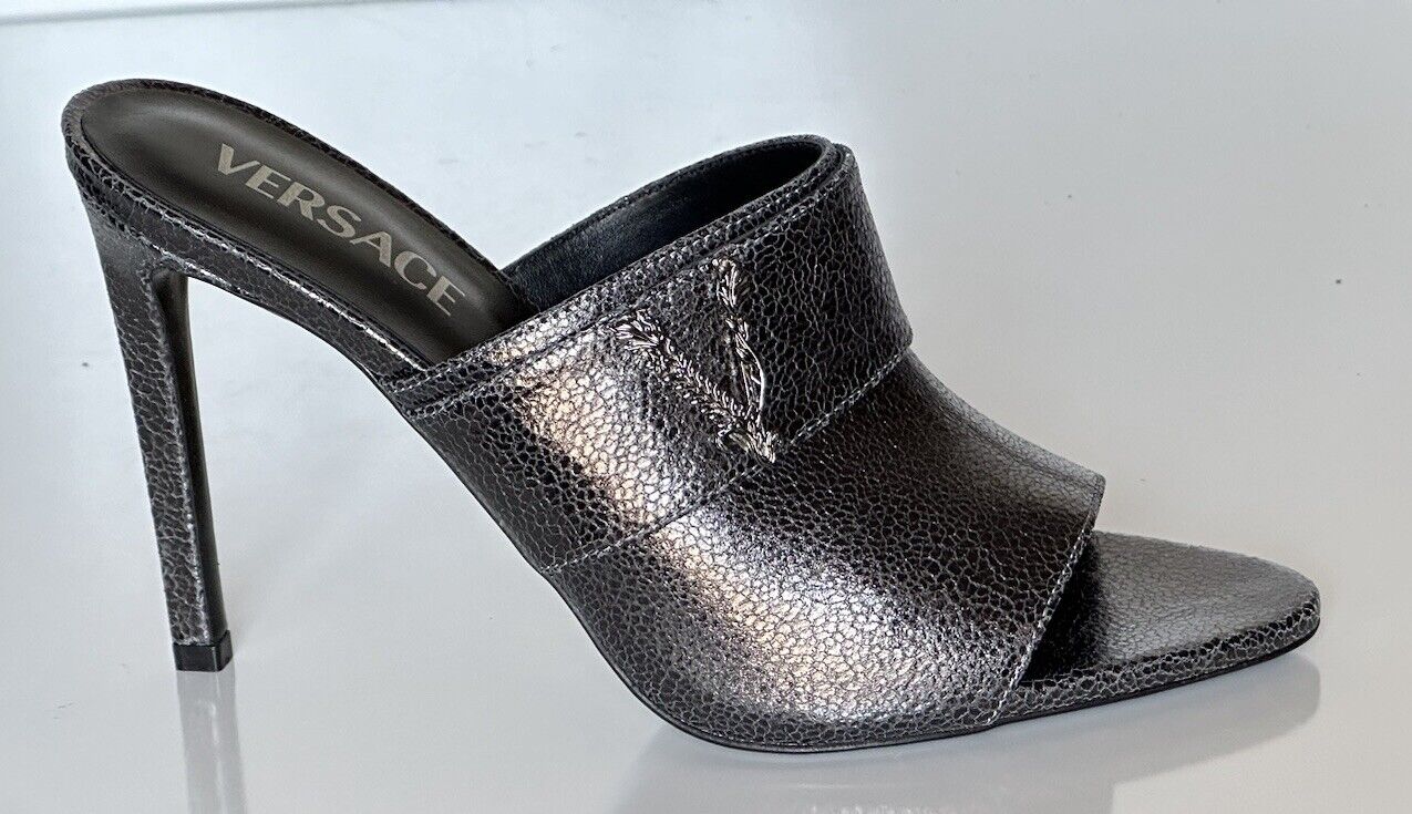 NIB $990 Versace Virtus Leather Black Sandals Shoes 9 US (39 Euro) Spain 1011901