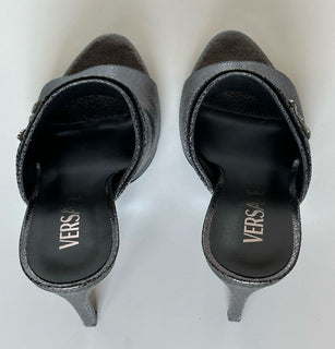NIB $990 Versace Virtus Leather Black Sandals Shoes 10 US (40 Eu) Spain 1011901