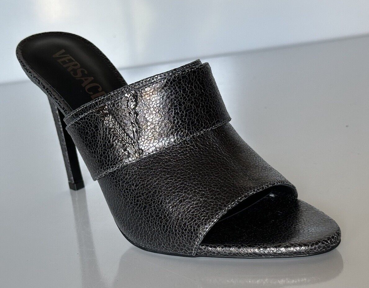 NIB $990 Versace Virtus Leather Black Sandals Shoes 11 US (41 Eu) Spain 1011901
