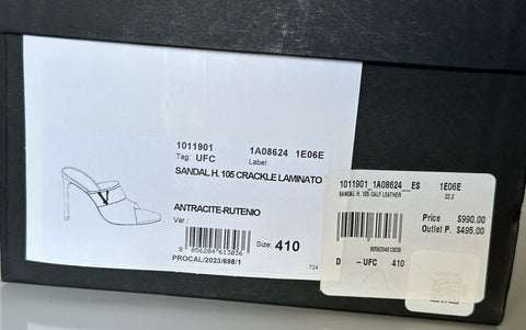 NIB $990 Versace Virtus Leather Black Sandals Shoes 11 US (41 Eu) Spain 1011901