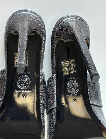 NIB $990 Versace Virtus Leather Black Sandals Shoes 11 US (41 Eu) Spain 1011901