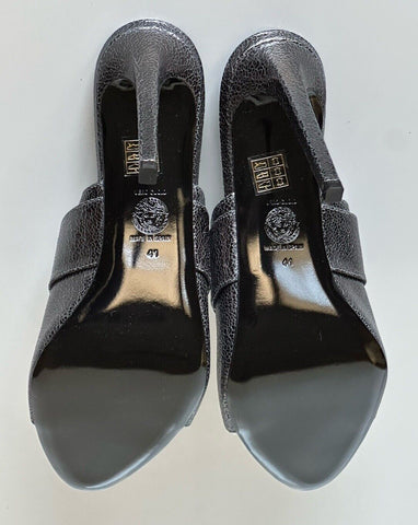 NIB $990 Versace Virtus Leather Black Sandals Shoes 11 US (41 Eu) Spain 1011901