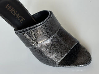 NIB $990 Versace Virtus Leather Black Sandals Shoes 11 US (41 Eu) Spain 1011901