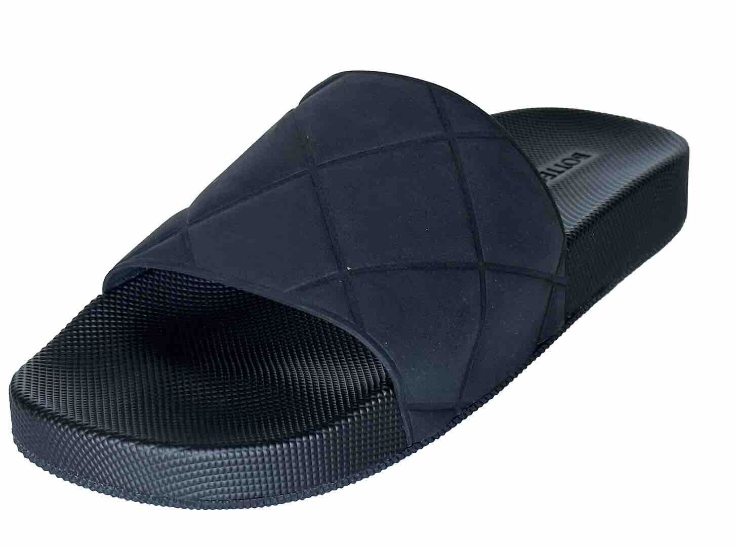 NIB $520 Bottega Veneta Women’s Matt Rubber Black Slides Sandals 9 (39) 640051