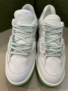 NIB $950 Gucci Women GG Demetra Basket Sneakers White/Green 9.5 US/39.5 700290