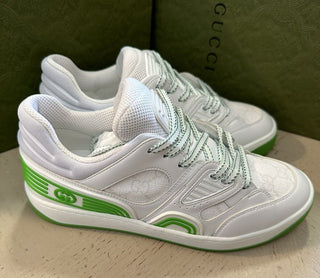 NIB $950 Gucci Women GG Demetra Basket Sneakers White/Green 9.5 US/39.5 700290