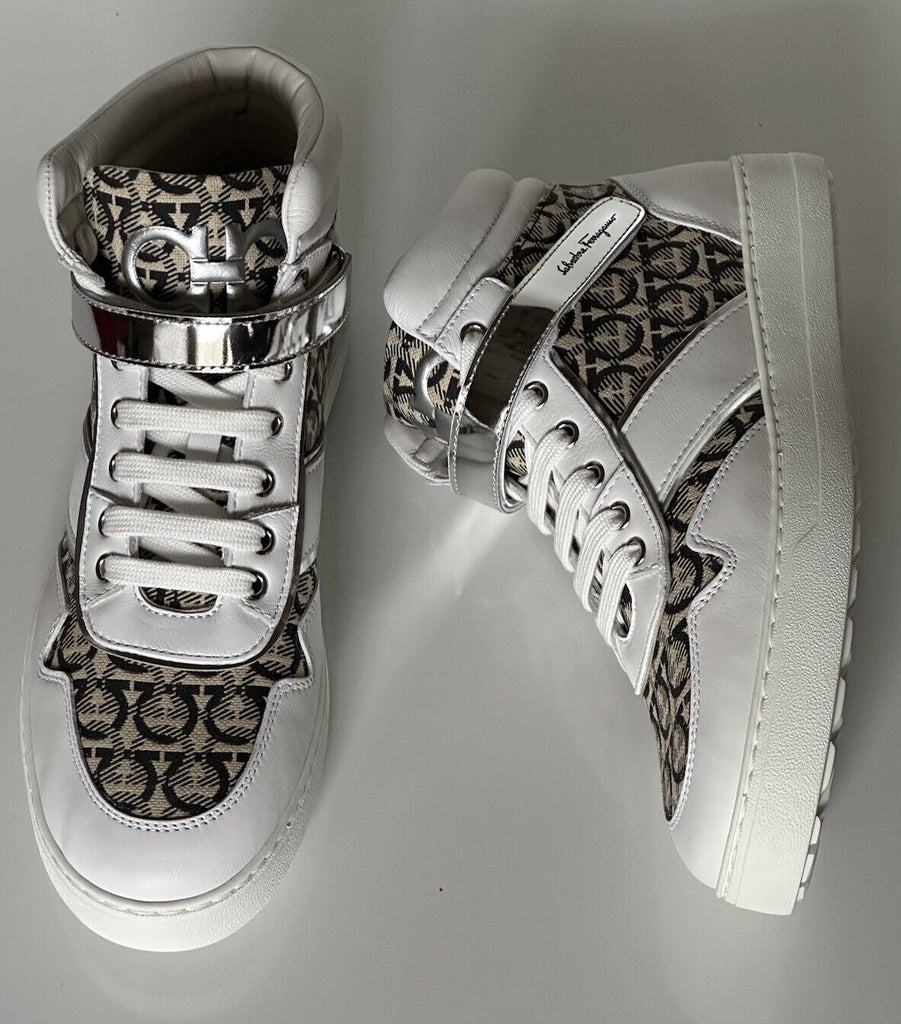 NIB Salvatore Ferragamo Women's High Top Sneakers White/Beige 10.5 US 0751247 IT