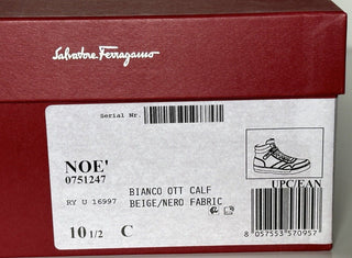 NIB Salvatore Ferragamo Women's High Top Sneakers White/Beige 10.5 US 0751247 IT