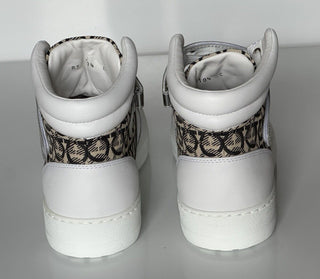 NIB Salvatore Ferragamo Women's High Top Sneakers White/Beige 10.5 US 0751247 IT