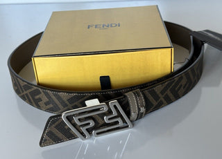 NIB $620 Fendi FF Faster Leather Black&Brown Reversible Belt 95/38 7C0486 Italy