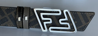 NIB $620 Fendi FF Faster Leather Black&Brown Reversible Belt 95/38 7C0486 Italy