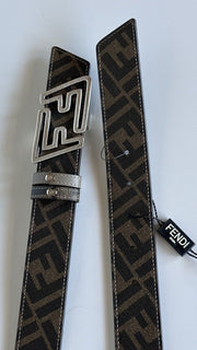 NIB $620 Fendi FF Faster Leather Black&Brown Reversible Belt 95/38 7C0486 Italy