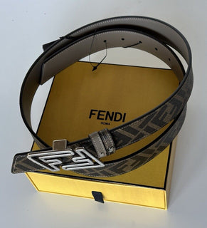 NIB $620 Fendi FF Faster Leather Black&Brown Reversible Belt 95/38 7C0486 Italy