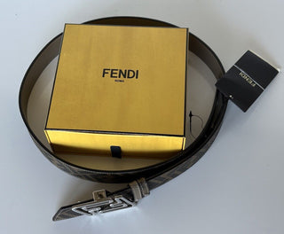 NIB $620 Fendi FF Faster Leather Black&Brown Reversible Belt 95/38 7C0486 Italy