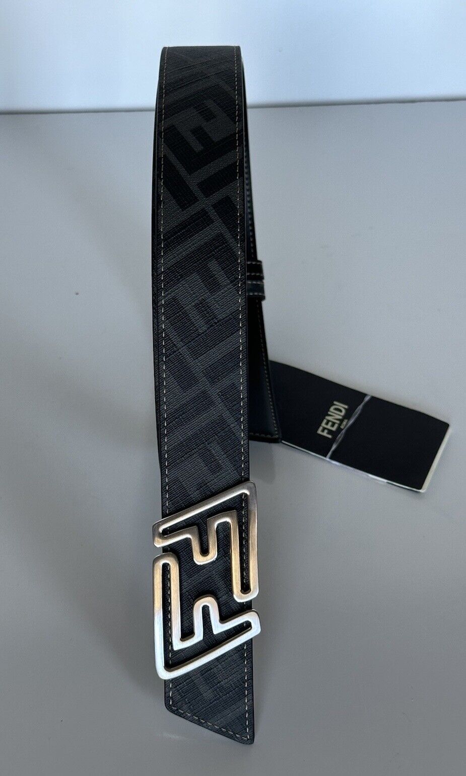 NIB $620 Fendi FF Faster Leather Black Reversible Belt 100/40 7C0486 Italy