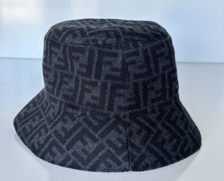 NWT $690 Fendi FF Wool Black Men’s Bucket Hat Medium FXQ801 Made in Italy