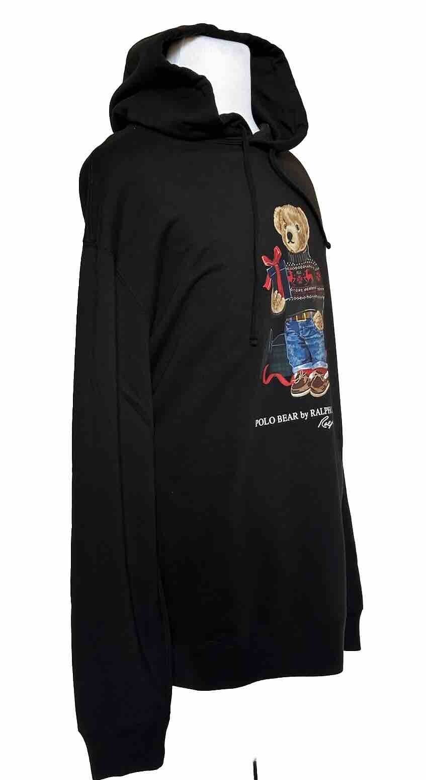 NWT $188 Polo Ralph Lauren Holiday Bear Sweatshirt with Hoodie Black 2XLT/2TGL