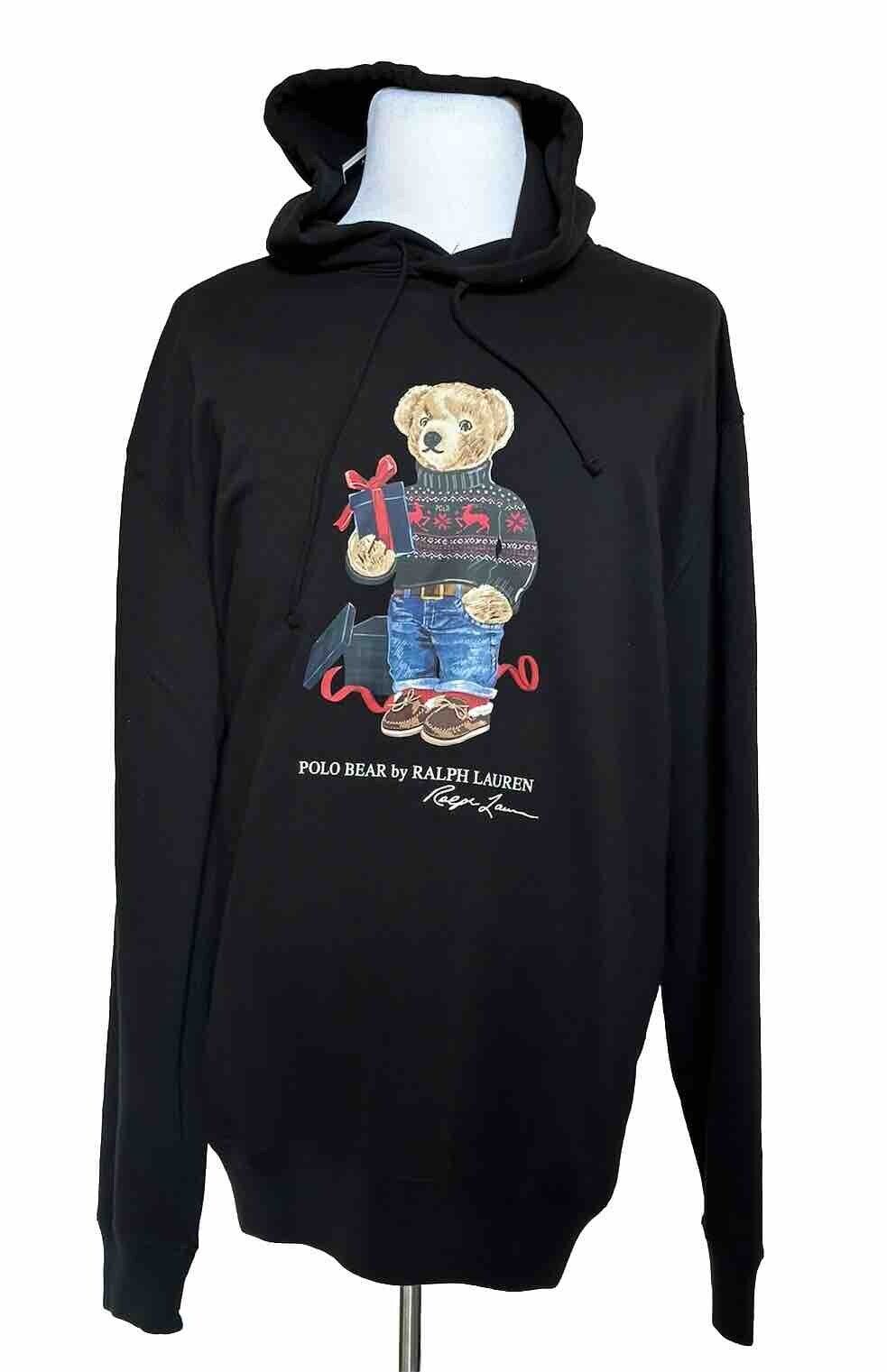 NWT $188 Polo Ralph Lauren Bear Sweatshirt with Hoodie Black 3XB/3TG