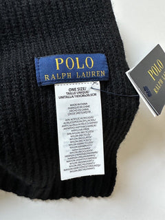 Polo Ralph Lauren Bear Knit Black Scarf 183cmx30.5cm NWT $78