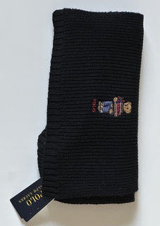 Polo Ralph Lauren Bear Knit Black Scarf 183cmx30.5cm NWT $78