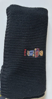Polo Ralph Lauren Bear Knit Black Scarf 183cmx30.5cm NWT $78