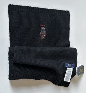 Polo Ralph Lauren Bear Knit Black Scarf 183cmx30.5cm NWT $78