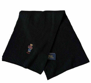 Polo Ralph Lauren Bear Knit Black Scarf 183cmx30.5cm NWT $78