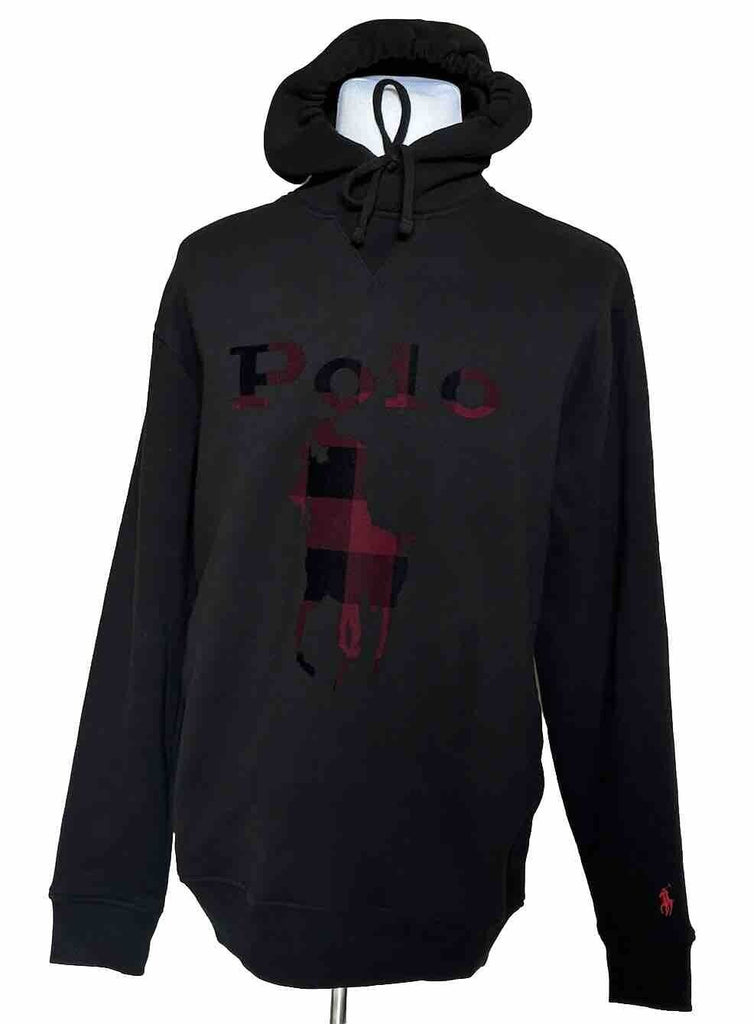 Polo Ralph Lauren Logo Long Sleeve Sweater with Hoodie Black LT/GL NWT $148