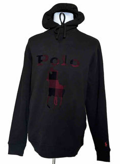 Polo Ralph Lauren Logo Long Sleeve Sweater with Hoodie Black LT/GL NWT $148