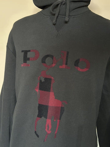 Polo Ralph Lauren Logo Long Sleeve Sweater with Hoodie Black LT/GL NWT $148