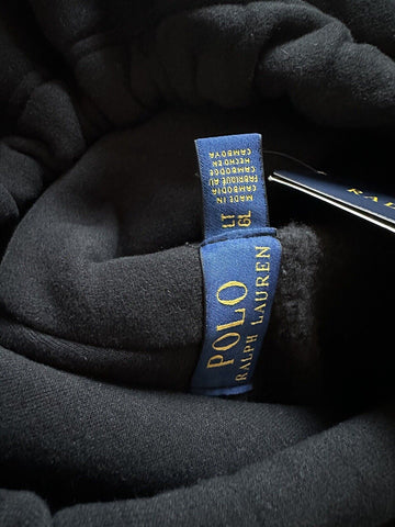 Polo Ralph Lauren Logo Long Sleeve Sweater with Hoodie Black LT/GL NWT $148