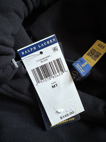 Polo Ralph Lauren Logo Long Sleeve Sweater with Hoodie Black LT/GL NWT $148