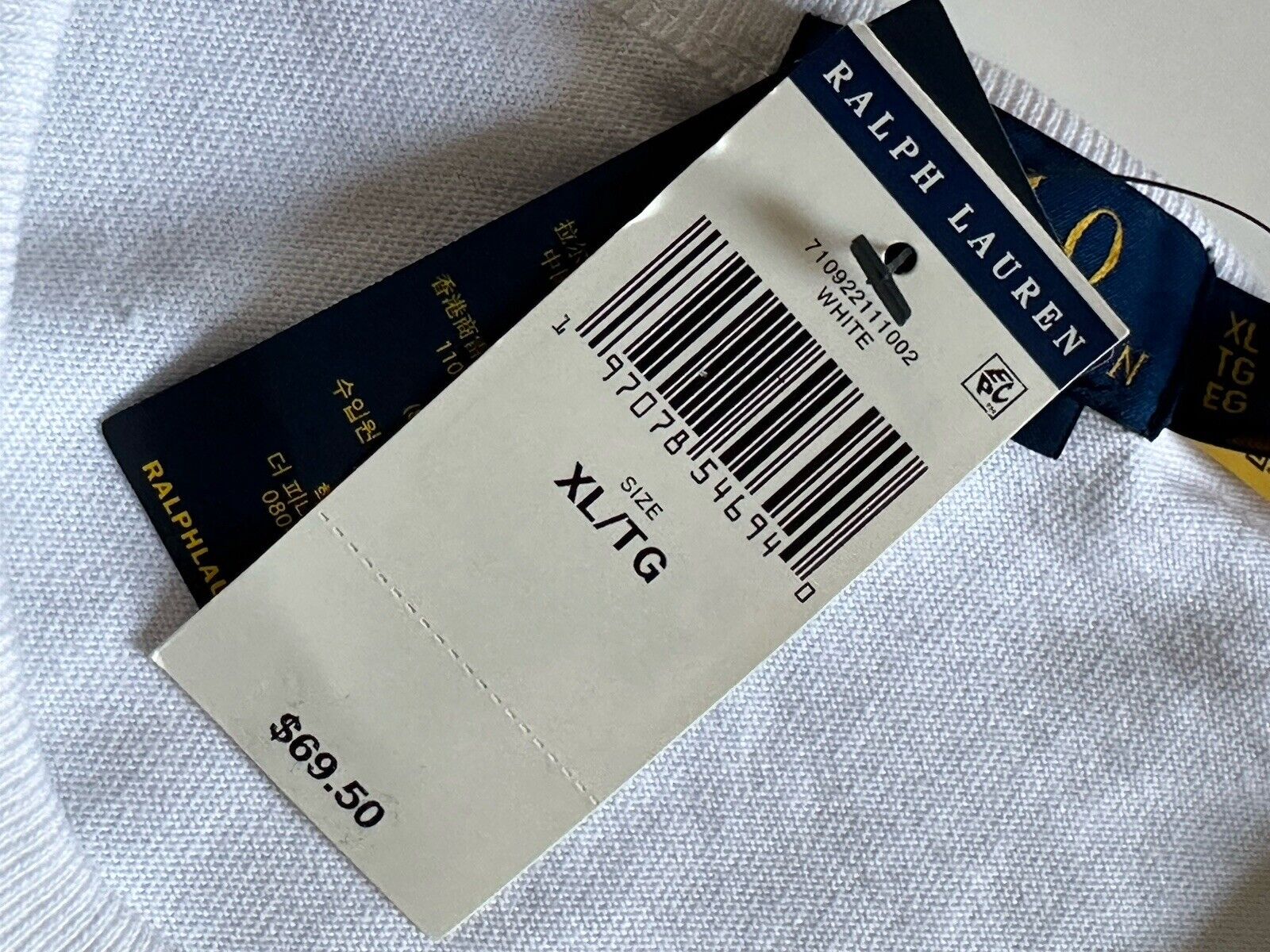 NWT $69.50 Polo Ralph Lauren Short Sleeve Classic Fit Logo T-shirt White XL/TG