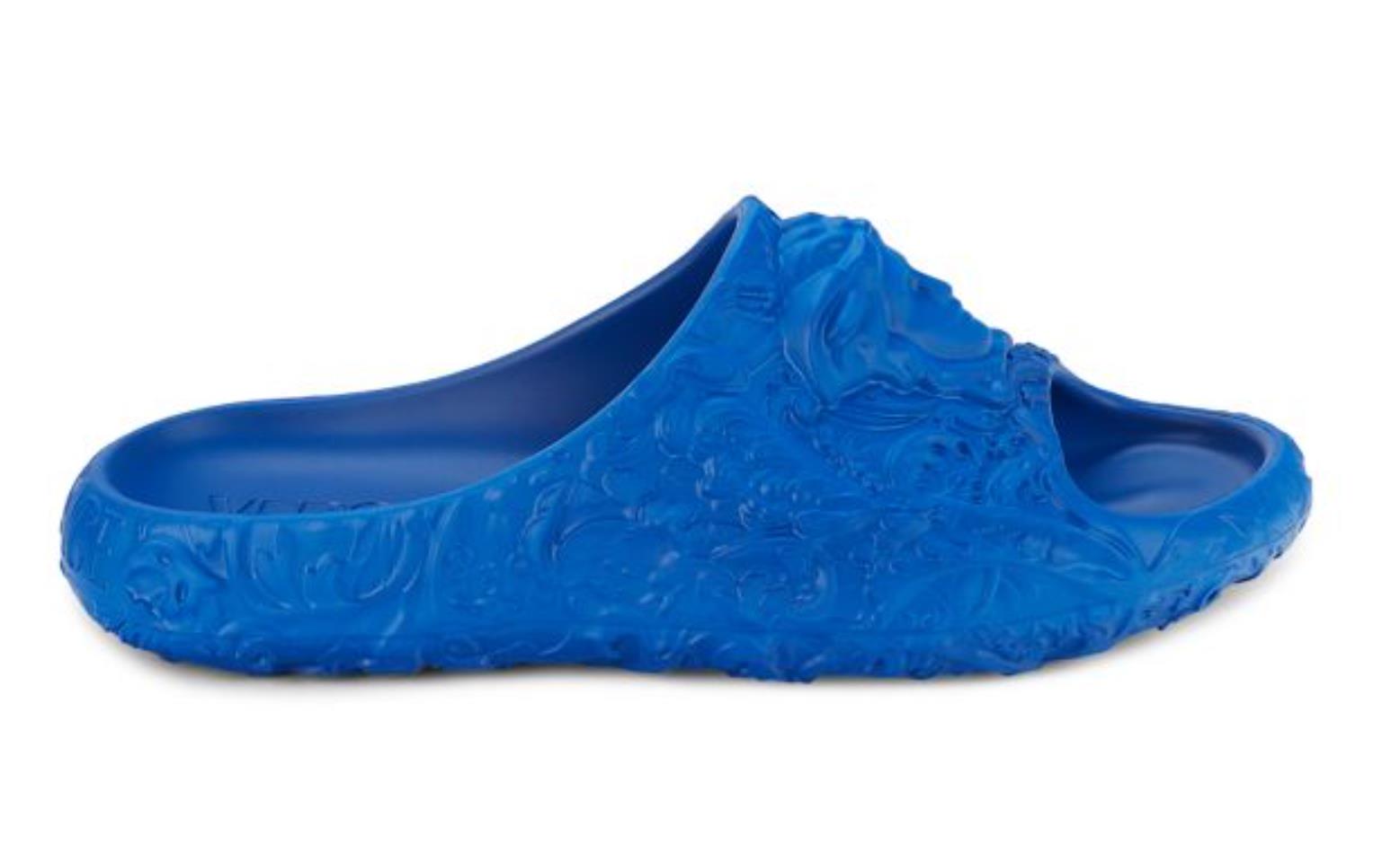 NIB $525 Versace Medusa Head Slides Pool Sandals Royal Blue 10 US 1005746