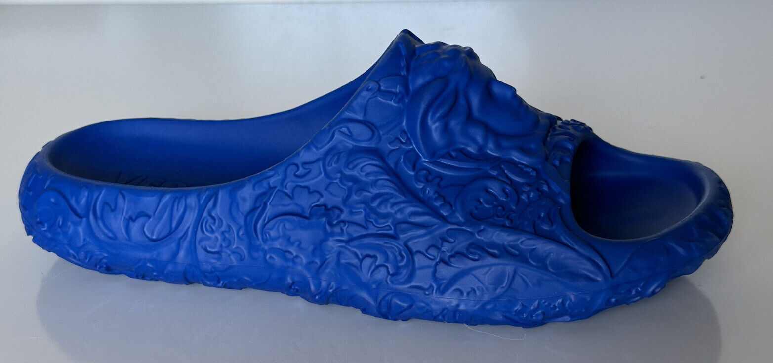 NIB $525 Versace Medusa Head Slides Pool Sandals Royal Blue 10 US 1005746