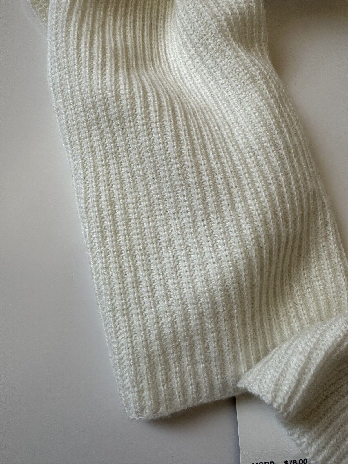 NWT $78 Polo Ralph Lauren Logo Knit White Scarf 193cmx33cm