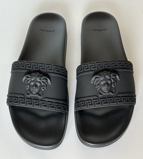 NIB $375 VERSACE Medusa Head Men's Black Sandals 11 US (44 Euro) DSU5883 Italy