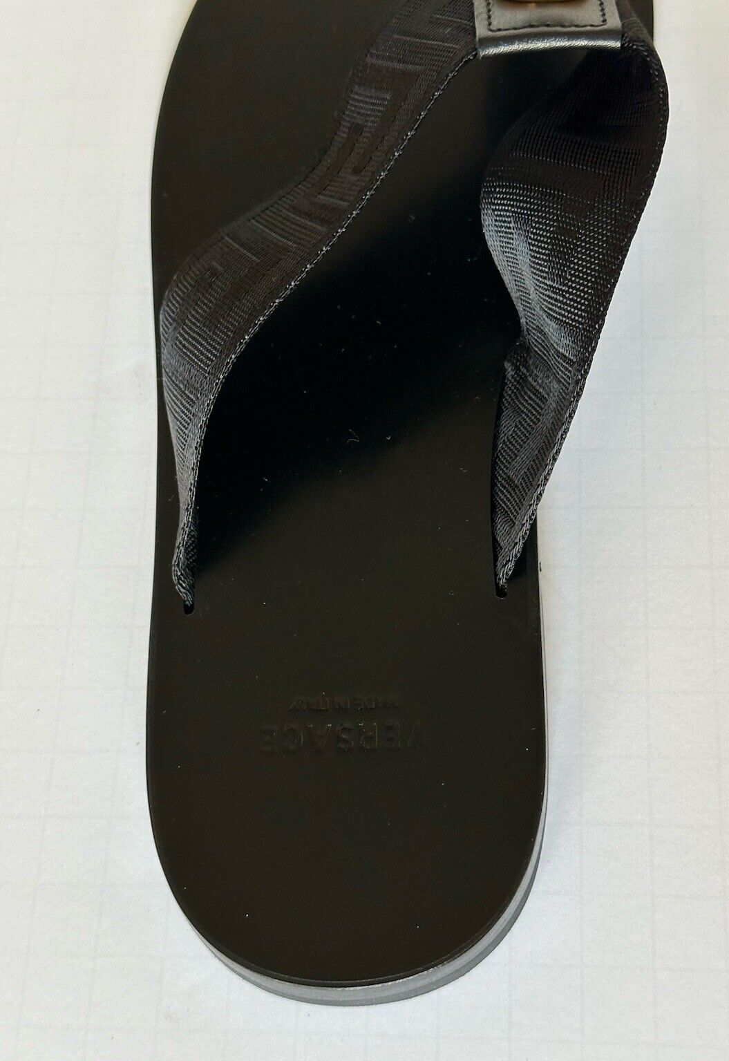NIB Versace Men's Greca Signature Black Slides Sandals 7 US (40 Euro) DSU7340 IT