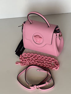 NWT $2125 Versace Top Handle Leather Pink Small Shoulder Bag DBFI040 Italy