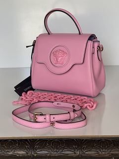 NWT $2125 Versace Top Handle Leather Pink Small Shoulder Bag DBFI040 Italy