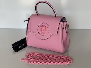 NWT $2125 Versace Top Handle Leather Pink Small Shoulder Bag DBFI040 Italy