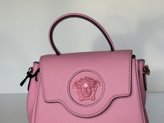 NWT $2125 Versace Top Handle Leather Pink Small Shoulder Bag DBFI040 Italy