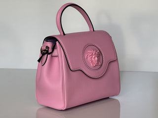 NWT $2125 Versace Top Handle Leather Pink Small Shoulder Bag DBFI040 Italy