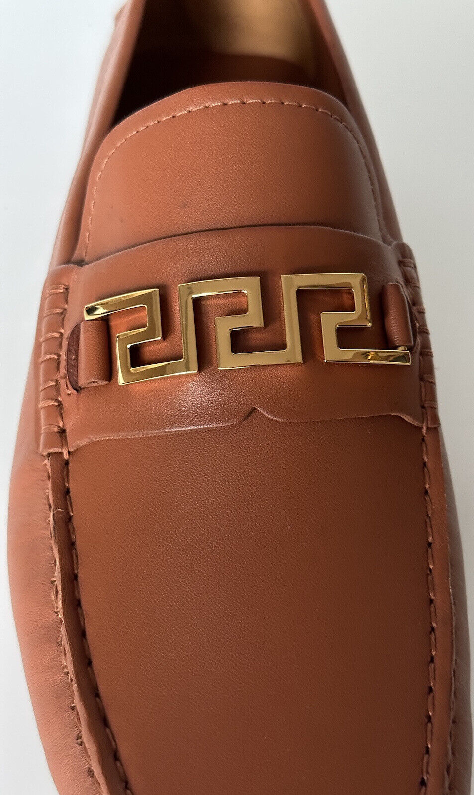 New $800 VERSACE Men's Brown Calf Leather Driver Shoes 10 US (43 Euro) 1006271