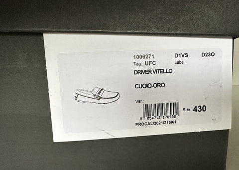 New $800 VERSACE Men's Brown Calf Leather Driver Shoes 10 US (43 Euro) 1006271