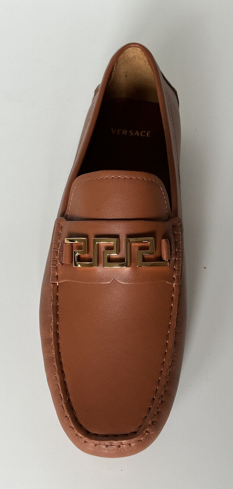 New $800 VERSACE Men's Brown Calf Leather Driver Shoes 10 US (43 Euro) 1006271