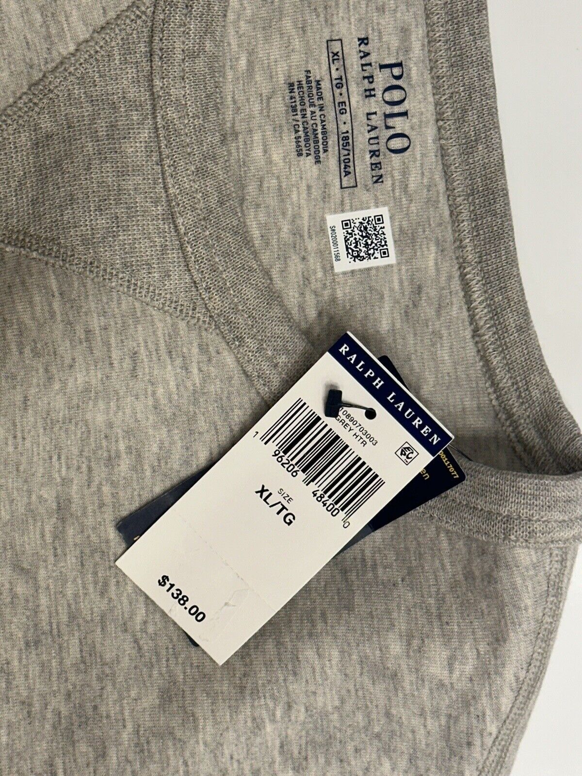 NWT $138 Polo Ralph Lauren Polo Embossed Fleece Sweatshirt Gray XL