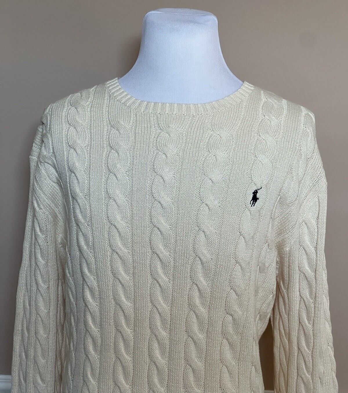 NWT $138 Polo Ralph Lauren Men's Knit Cotton Sweater Cream 2XL/2TG